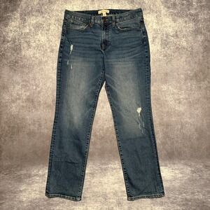 Lucky Brand Mid Rise Straight Leg Jeans Blue Distressed Denim Womens Size 10 30